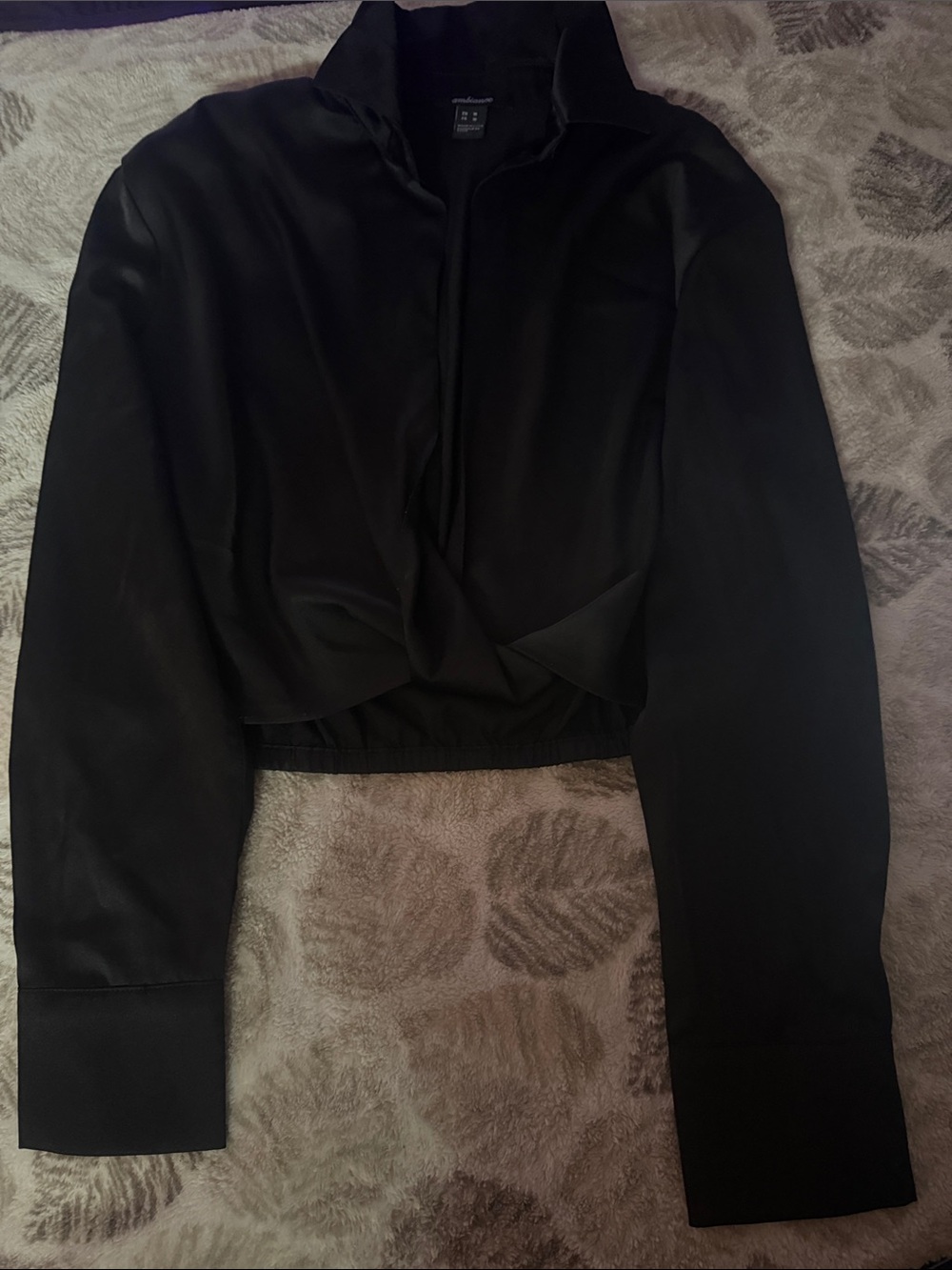 Urban Outfitters Black Twisted Hem Button-Down Shirt